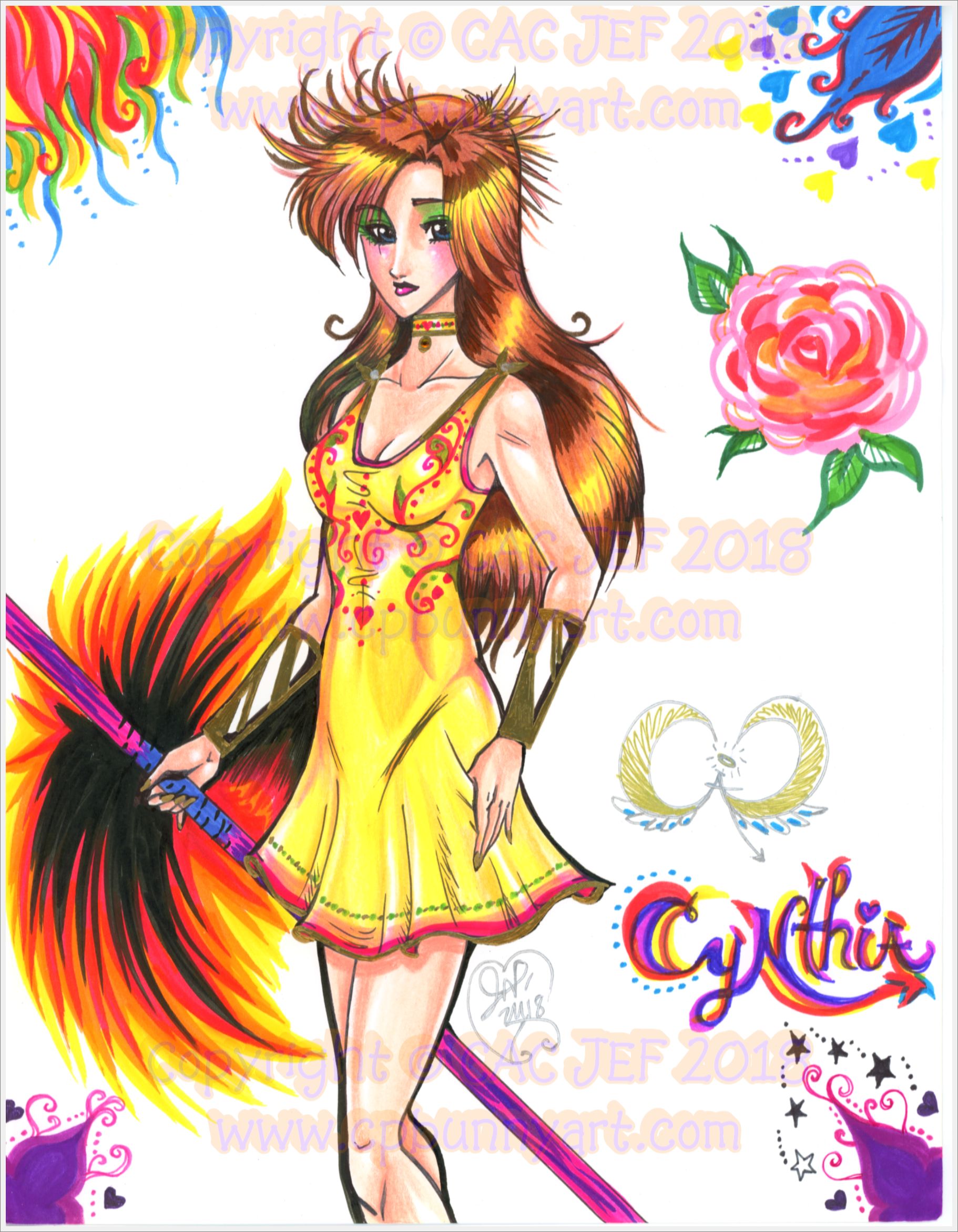 Cynthia holding her bo staff