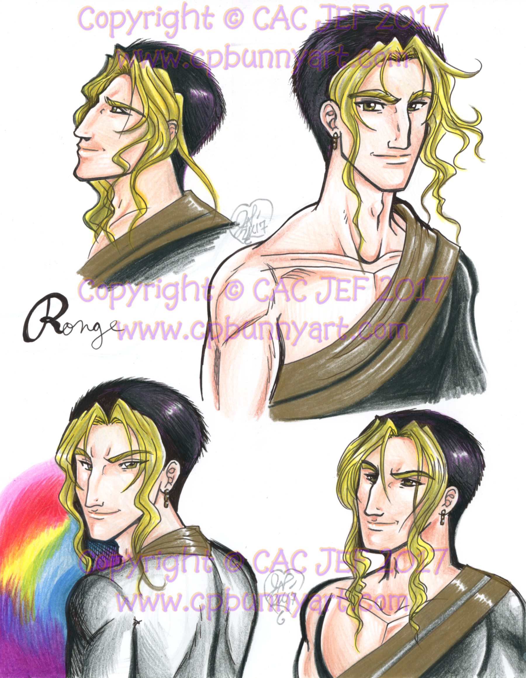 Early sketches of Roniel aka Ronge with his hair short